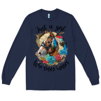 Navy just a girl who loves horses haflinger Long Sleeve Tee - LillyAllenDesigns