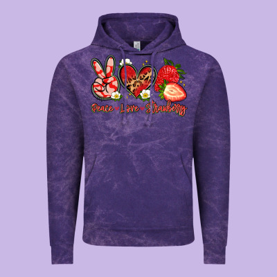 Peace Love Strawberry Vintage Hoodie Designed By Artiststas