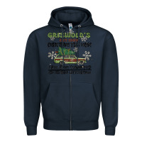 Navy christmas tree farm Zipper Hoodie - MaliasSmallBusiness