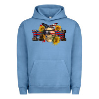 Pigment Pebble Blue american mom skull Urban Hoodie - CowGirlArtShop