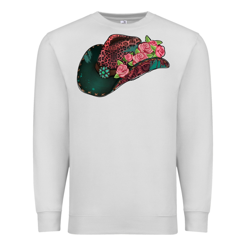 Leopard Flowers Cowboy Hat Premium Sweatshirt by Jasminsmagicworld | Teevron