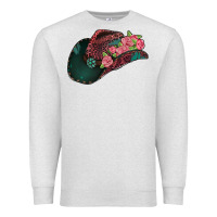 Oatmeal Heather leopard flowers cowboy hat Premium Sweatshirt - Jasminsmagicworld