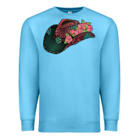 Ocean Blue leopard flowers cowboy hat Premium Sweatshirt - Jasminsmagicworld