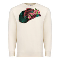 Sandshell leopard flowers cowboy hat Premium Sweatshirt - Jasminsmagicworld