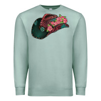 Seafoam leopard flowers cowboy hat Premium Sweatshirt - Jasminsmagicworld