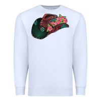 White leopard flowers cowboy hat Premium Sweatshirt - Jasminsmagicworld