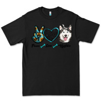 Black peace love huskies Premium Tee - RanaPortraitStore