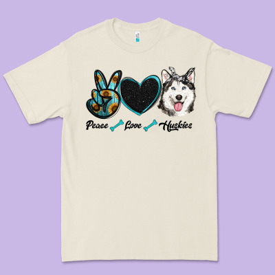 Peace Love Huskies Premium Tee Designed By Ranaportraitstore