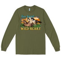 Army Green free spirit wild heart 3 horses Long Sleeve Tee - LillyAllenDesigns