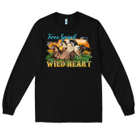 Black free spirit wild heart 3 horses Long Sleeve Tee - LillyAllenDesigns