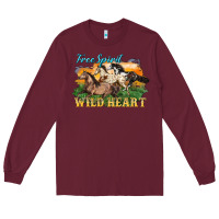 Burgundy free spirit wild heart 3 horses Long Sleeve Tee - LillyAllenDesigns