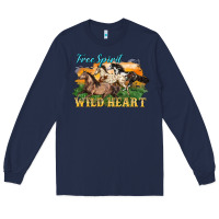 Navy free spirit wild heart 3 horses Long Sleeve Tee - LillyAllenDesigns