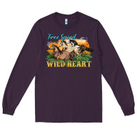 Plum free spirit wild heart 3 horses Long Sleeve Tee - LillyAllenDesigns