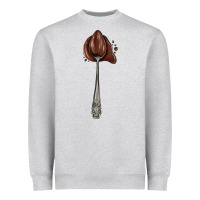 Heather Grey spoon with chocolate Heavyweight Sweatshirt - AdoDesignShop