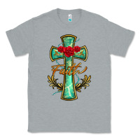 Heather Grey cross faith Classic Tee - BarkalooDesign