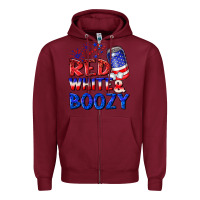 Burgundy red white boozy Zipper Hoodie - NancyCooperArtShop