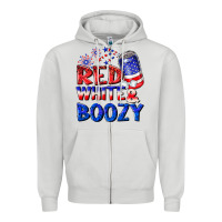 Dove Grey red white boozy Zipper Hoodie - NancyCooperArtShop
