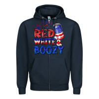 Navy red white boozy Zipper Hoodie - NancyCooperArtShop