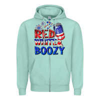 Seafoam red white boozy Zipper Hoodie - NancyCooperArtShop