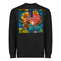 Black 4th of july texas map with cow seamless pattern Heavyweight Sweatshirt - BundleAndBundleShop