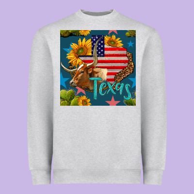 4th Of July Texas Map With Cow Seamless Pattern Heavyweight Sweatshirt Designed By Bundleandbundleshop