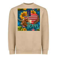 Mushroom 4th of july texas map with cow seamless pattern Heavyweight Sweatshirt - BundleAndBundleShop