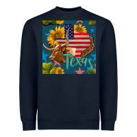 Navy 4th of july texas map with cow seamless pattern Heavyweight Sweatshirt - BundleAndBundleShop