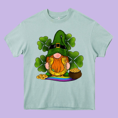 St Patricks Day Gnomes Shamrock Gold Horseshoes Rainbow Heavy Core Tee Designed By Ranaportraitstore