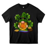 Black st patricks day gnomes shamrock gold horseshoes rainbow Heavy Core Tee - RanaPortraitStore