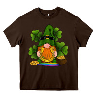 Chocolate Brown st patricks day gnomes shamrock gold horseshoes rainbow Heavy Core Tee - RanaPortraitStore