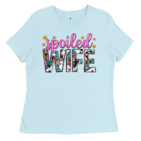 Baby Blue spoiled wife Ladies Tee - texasbilliewilder