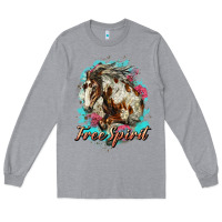 Heather Grey free spirit mustang horse Long Sleeve Tee - LillyAllenDesigns