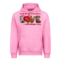 Fuchsia Pink Let all that you do be done in love i corinthians Urban Hoodie - HowdyJamesFarm