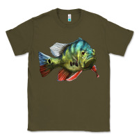Army Green Peacock Bass Illustrations Classic Tee - LillyAllenDesigns