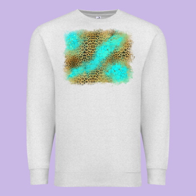 Leopard Turquoise Background Premium Sweatshirt Designed By Jasminsmagicworld