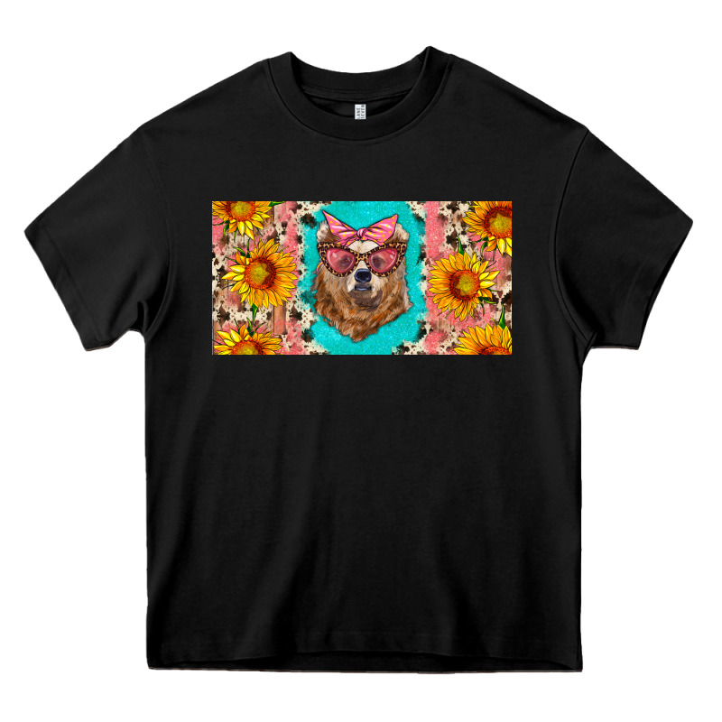 Mama Bear With Sunflowers And Glasses License Plate Heavy Core Tee by Artiststas | Teevron