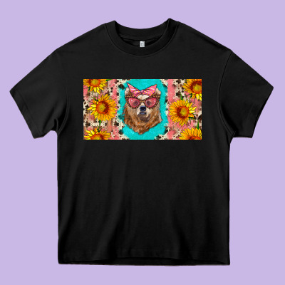 Mama Bear With Sunflowers And Glasses License Plate Heavy Core Tee Designed By Artiststas