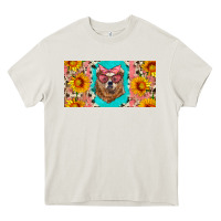 Cream mama bear with sunflowers and glasses license plate Heavy Core Tee - Artiststas