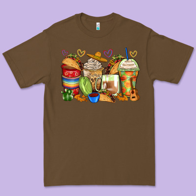 Tacos Coffee Cups Premium Tee Designed By Zillion Design Studio