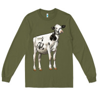Army Green Holstein Heifer Long Sleeve Tee - LillyAllenDesigns