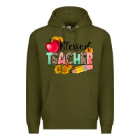 Army Green blessed teacher Premium Hoodie - NancyCooperArtShop