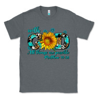 Charcoal Heather with god all things are possible sunflower Classic Tee - AdoDesignShop