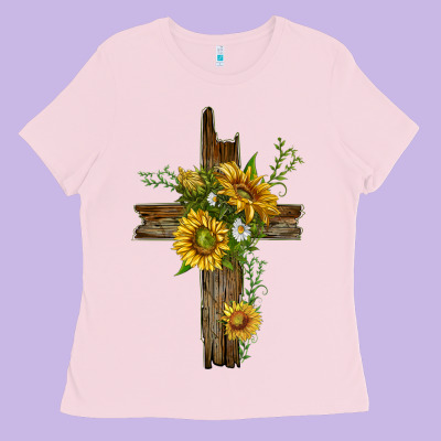 Ladies Tee sunflower cross