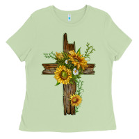 Matcha sunflower cross Ladies Tee - texasbilliewilder
