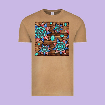 4th Of July Turquoise Gemstone Seamless Pattern Vintage Tee Designed By Bundleandbundleshop