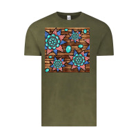 Vintage Olive 4th of july turquoise gemstone seamless pattern Vintage Tee - BundleAndBundleShop