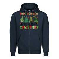 Navy have yourself a merry little christmas Zipper Hoodie - MaliasSmallBusiness