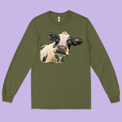 Holstein Heifer Face Long Sleeve Tee Designed By Lillyallendesigns