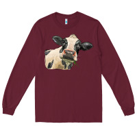 Burgundy holstein heifer face Long Sleeve Tee - LillyAllenDesigns