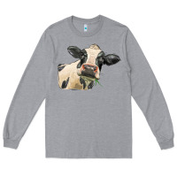 Heather Grey holstein heifer face Long Sleeve Tee - LillyAllenDesigns